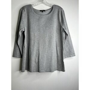 Spense Womens Pullover Loose Knit Sweater Size XL Gray 3/4 Sleeves Casual
